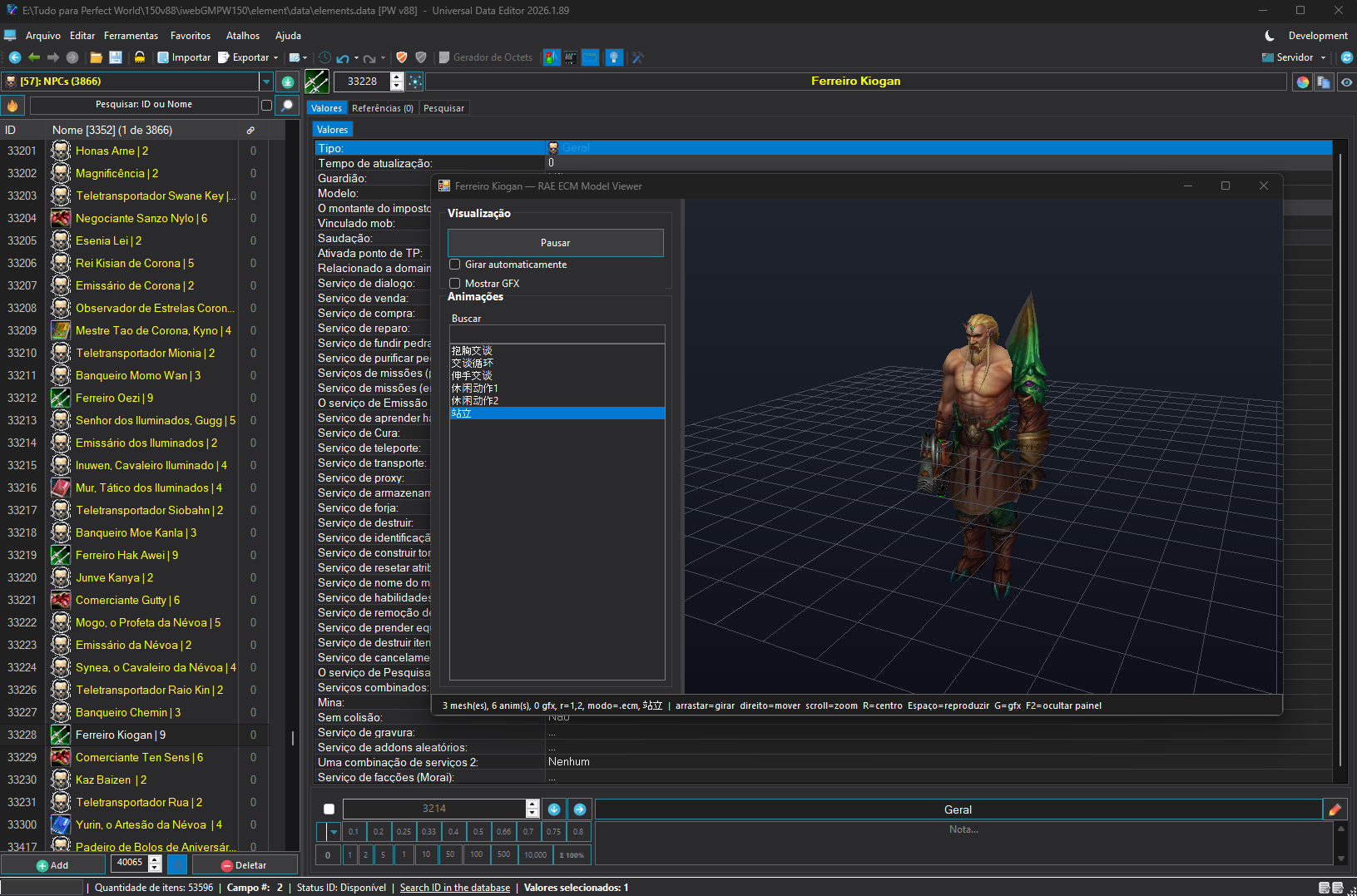 Editor Universal com ferramenta de forja